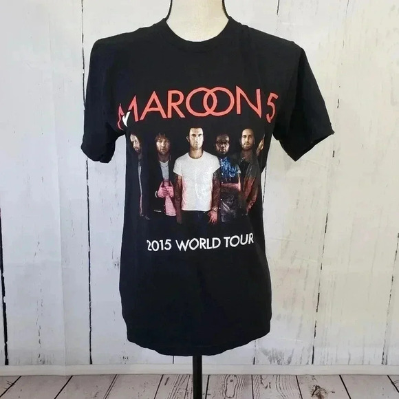 Maroon 5 2015 World Tour Graphic Band Tee - Picture 1 of 5